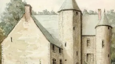 Le manoir de la Vaudelle, dessin, 1888 - AD53 / 4 Fi 18
