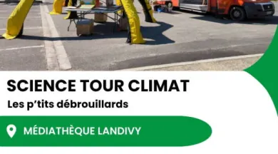 Affiche Science-tour-climat Landivy - Réseau Lecture & les p'tits débrouillards