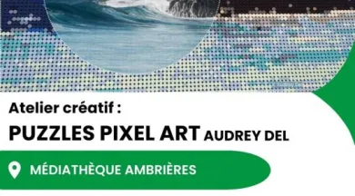 Affiche Atelier Puzzle Pixel Art - Audrey Del et Réseau Lecture