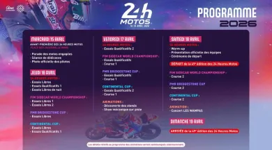 FMA72-24 heures Motos 2026 - Programme - ACO