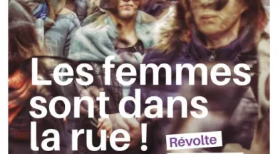 Affiche de l'exposition "Les femmes sont dans la rue!"_1 - Création graphique : lavilainestjolie.com/ ; Photogaphie (retouchée) : @qpfeydel