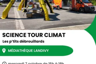 Affiche Science-tour-climat Landivy - Réseau Lecture & les p'tits débrouillards