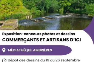 Affiche concours & expo portrait de commerçants et artisans d'ici Ambrières-les-vallées - Réseau Lecture