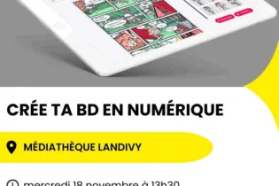 Affiche atelier BD Numérique Landivy - Réseau Lecture et BNF